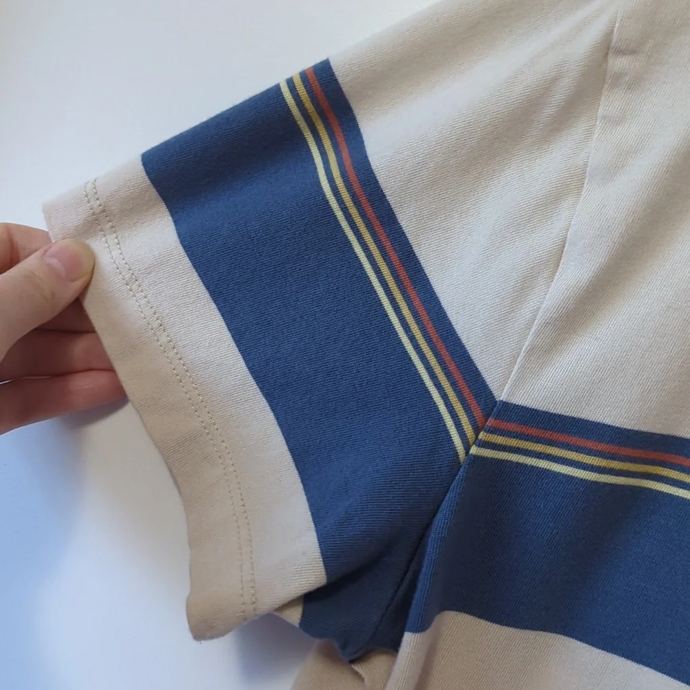 Marine Layer Blue and Cream Striped Polo Shirt - Size Small - Picture 6 of 10